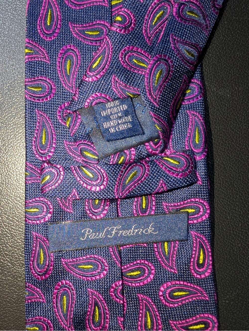 Paul Fredrick Silk Tie Purple Paisley